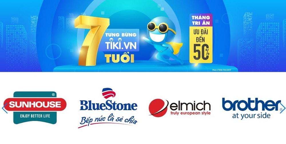 Mừng sinh nhật tiki 7 tuổi, có rất nhiều chương trình giảm giá chờ đón khách hàng.